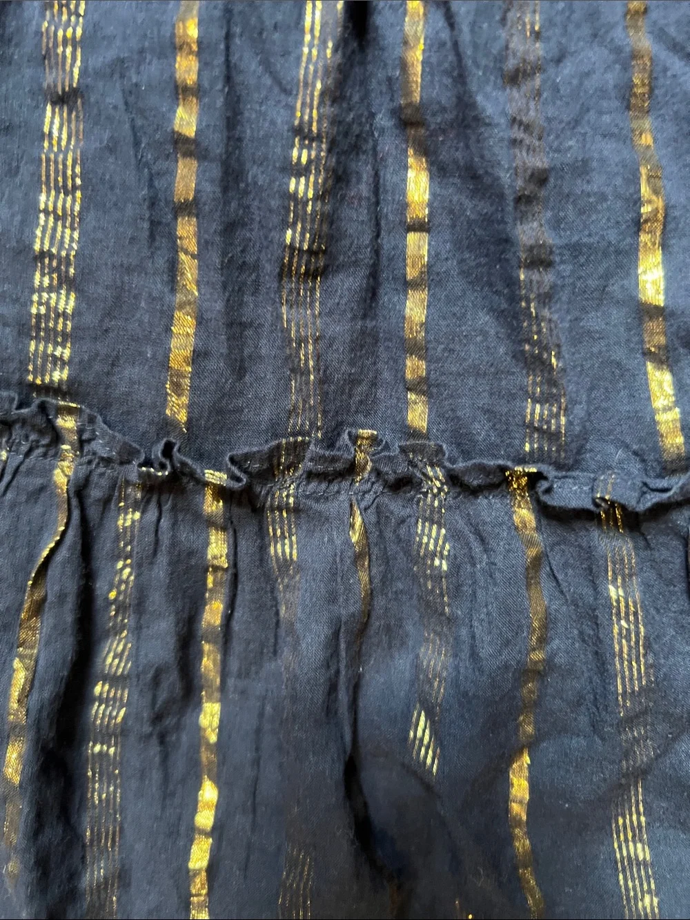 Aqua Girls Navy Blue and Gold Metallic Stripe Dress | M